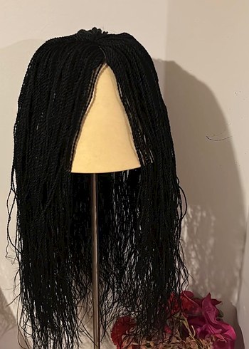 Siyah Örgülü peruk örgü peruk örgü saç - Görsel 2