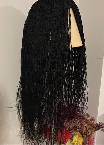 Siyah Örgülü peruk örgü peruk örgü saç - Görsel 3