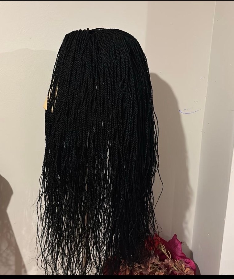Siyah Örgülü peruk örgü peruk örgü saç - Görsel 4