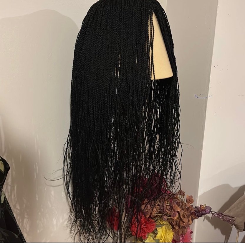 Siyah Örgülü peruk örgü peruk örgü saç - Görsel 3