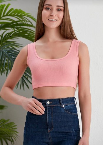 Diğer Pembe Kısa Crop Top