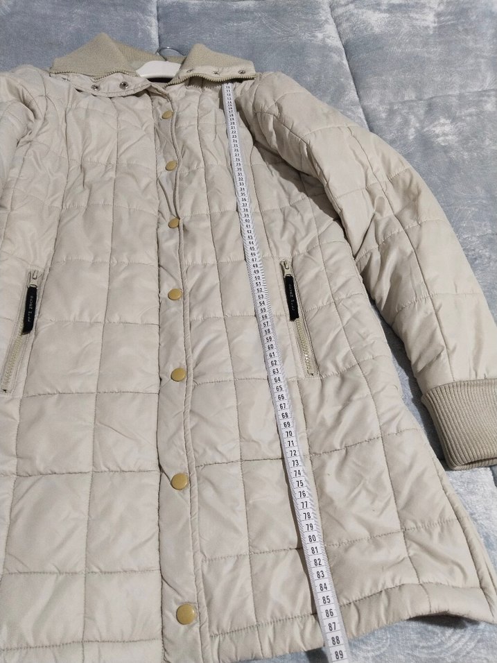 Bej Düğmeli Günlük Midi Mont - Görsel 3