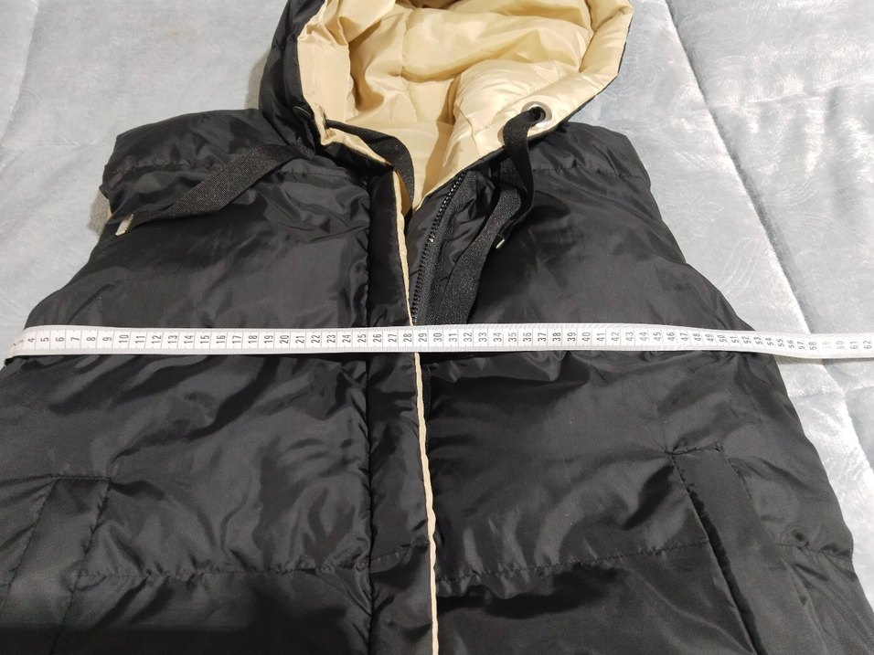 Çift taraflı Kapüşonlu Siyah Midi Kadın Yelek - Görsel 3