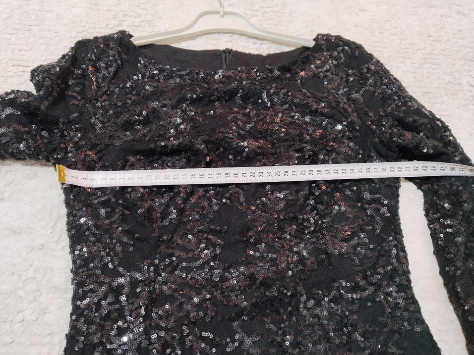 Siyah Payetli İşlemeli Mini Abiye Elbise - Görsel 3