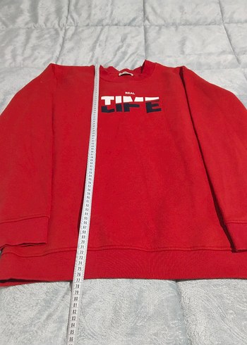 Kırmızı unisex sweatshirt - Görsel 2