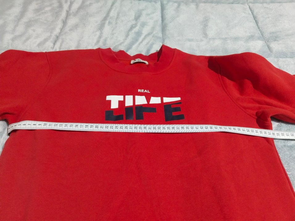 Kırmızı unisex sweatshirt - Görsel 3