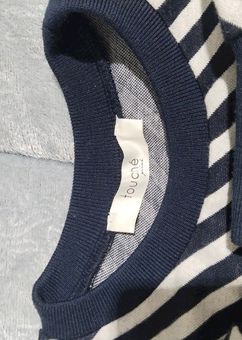 Bayan Lacivert Çizgili Sweatshirt - Görsel 3