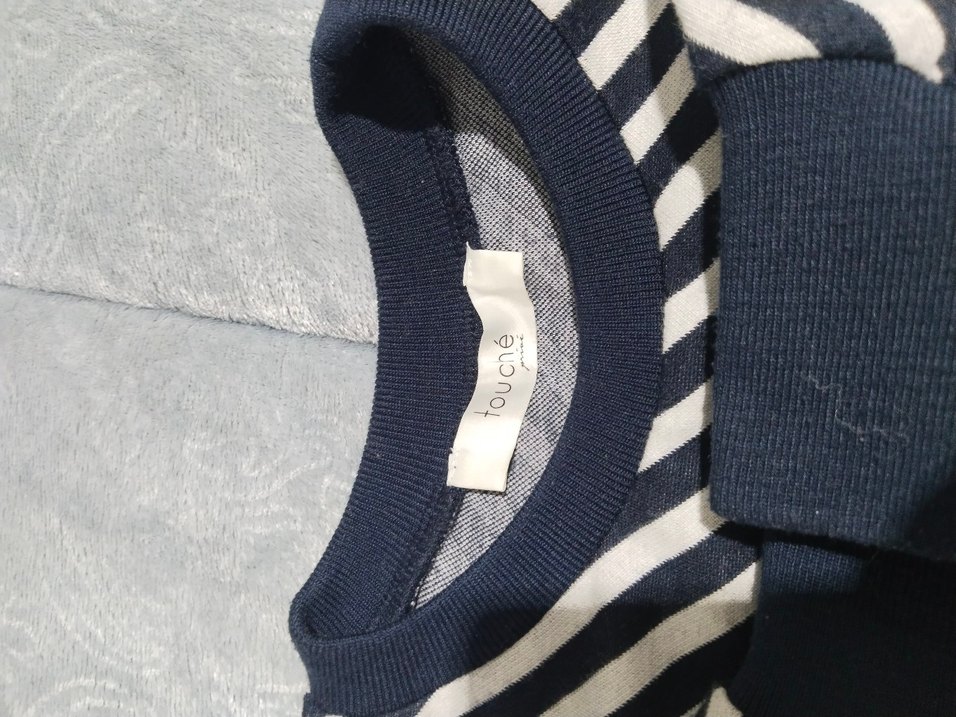 Bayan Lacivert Çizgili Sweatshirt - Görsel 3