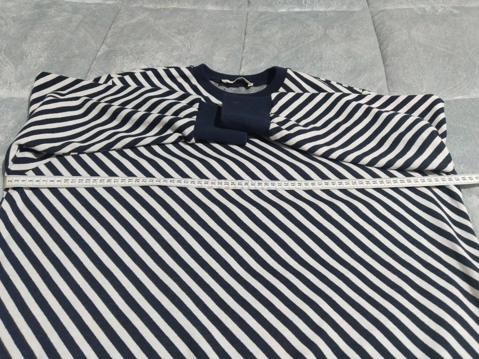 Bayan Lacivert Çizgili Sweatshirt - Görsel 2