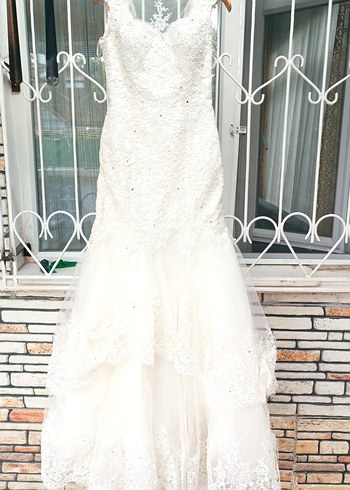 Klasik Elegan Beyaz Balık Model Gelinlik - Görsel 2