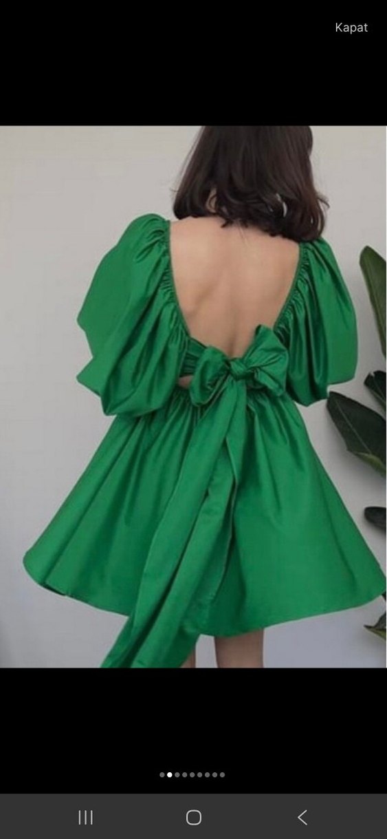 Turuncu Balon Kollu Elbise - Görsel 4