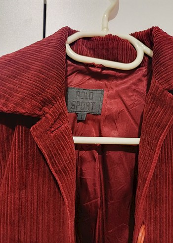 Bordo Kadife Düğmeli Kaban - Görsel 3