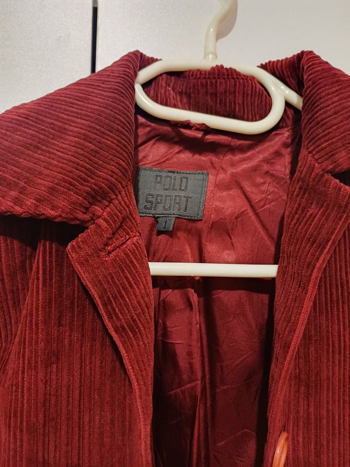 Bordo Kadife Düğmeli Kaban - Görsel 3