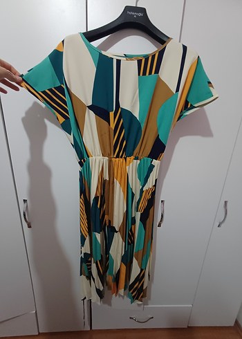 Bohem Çok Renkli Piliseli Elbise - Görsel 3