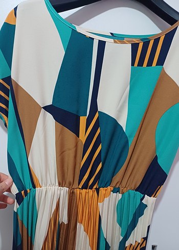 Bohem Çok Renkli Piliseli Elbise - Görsel 2