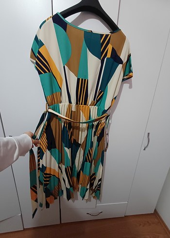 Bohem Çok Renkli Piliseli Elbise - Görsel 4