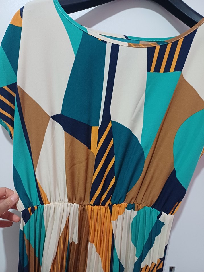 Bohem Çok Renkli Piliseli Elbise - Görsel 2