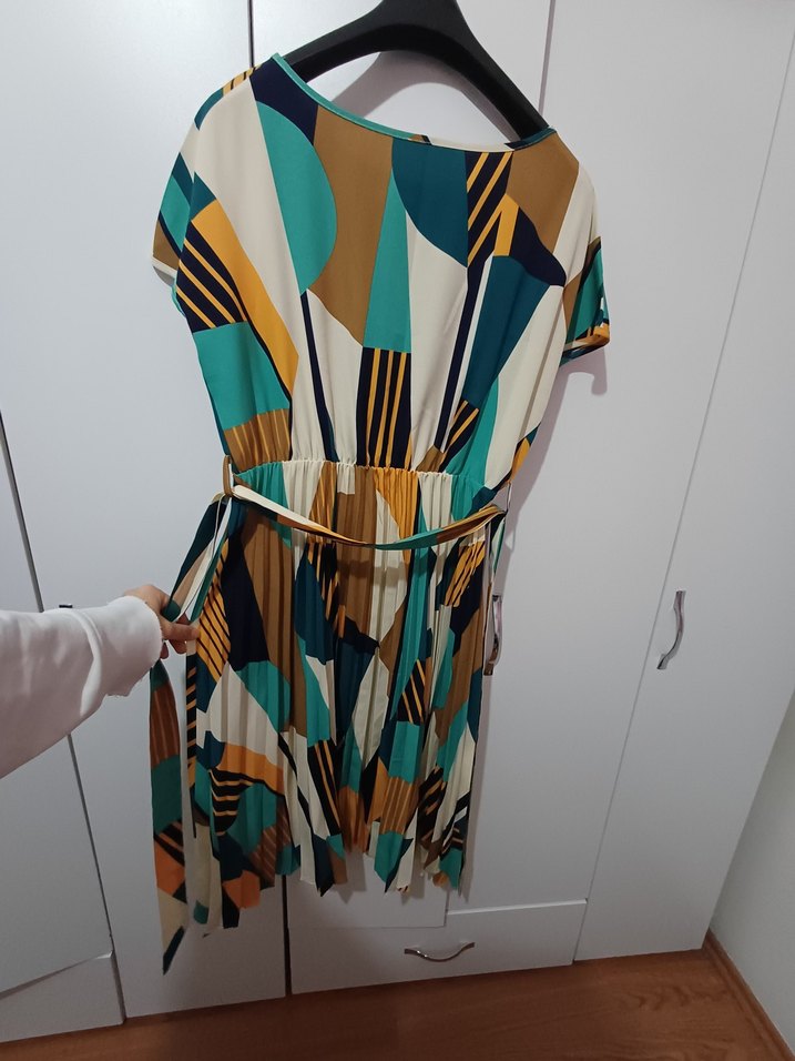 Bohem Çok Renkli Piliseli Elbise - Görsel 4