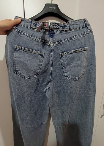 Gri Bol Kesim Kadın  Kot Pantolon - Görsel 6