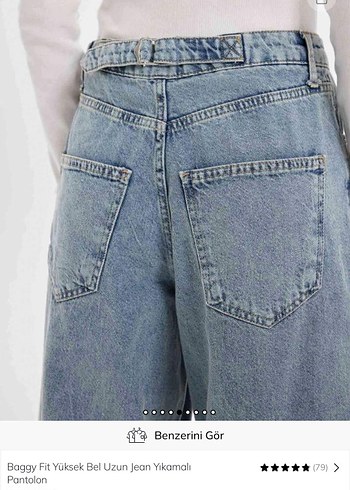 Gri Bol Kesim Kadın  Kot Pantolon - Görsel 4