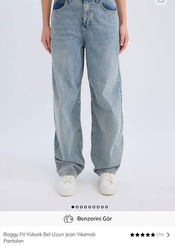 Gri Bol Kesim Kadın  Kot Pantolon - Görsel 2