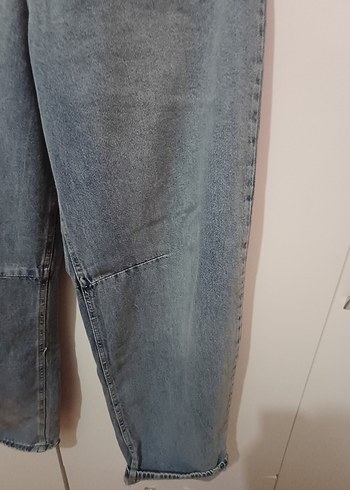 Gri Bol Kesim Kadın  Kot Pantolon - Görsel 8