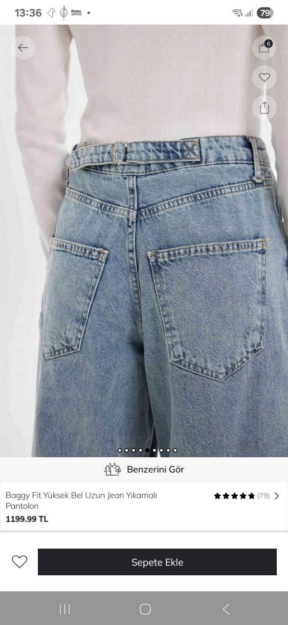 Gri Bol Kesim Kadın  Kot Pantolon - Görsel 4