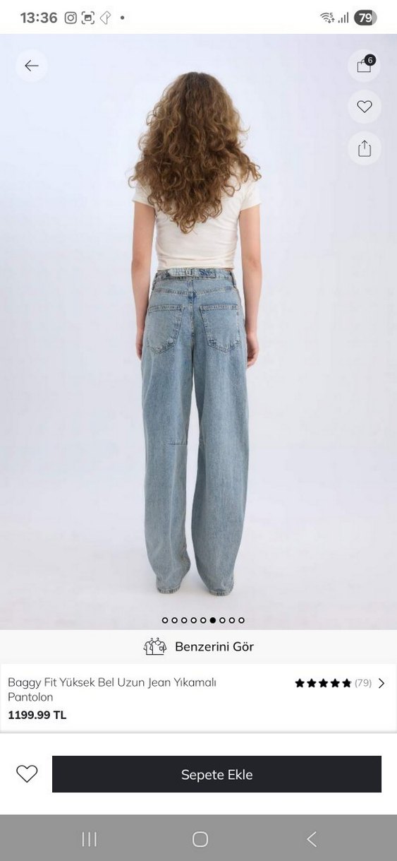 Gri Bol Kesim Kadın  Kot Pantolon - Görsel 3