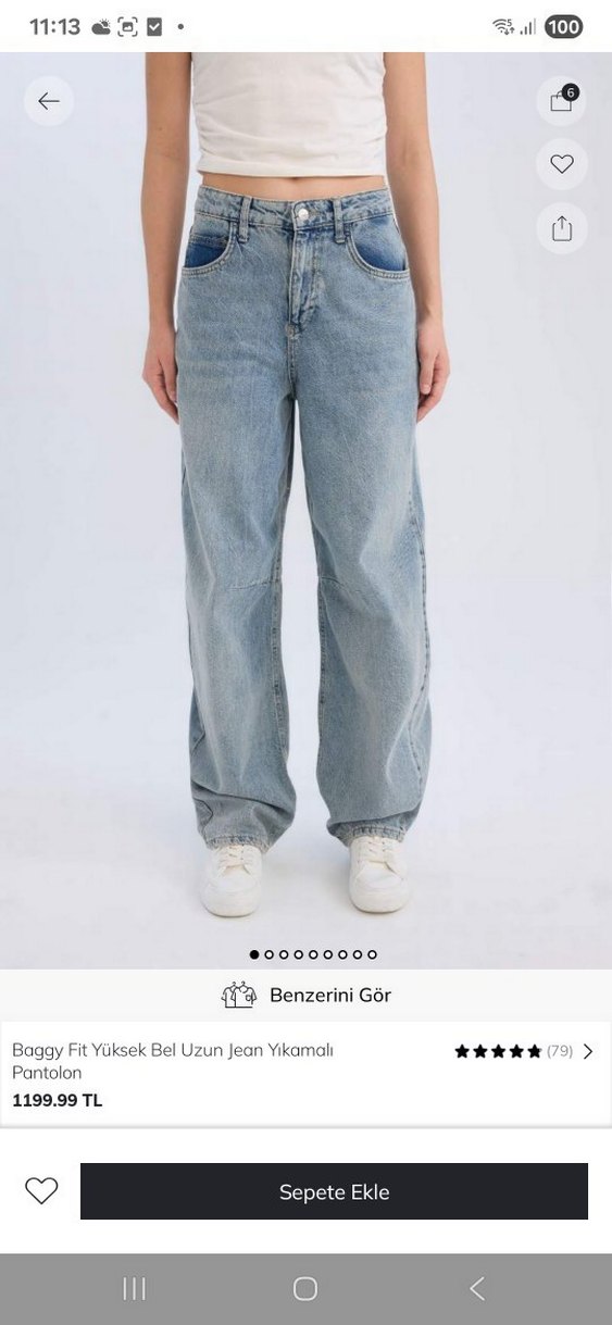 Gri Bol Kesim Kadın  Kot Pantolon - Görsel 2