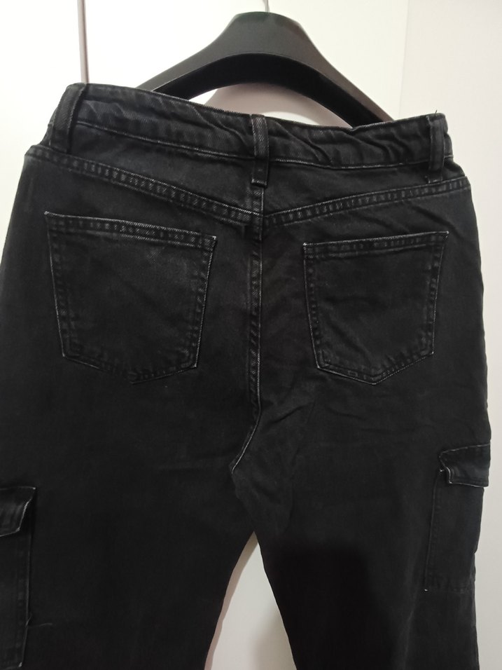 Siyah Bol Kesim Kadın Denim Pantolon - Görsel 3