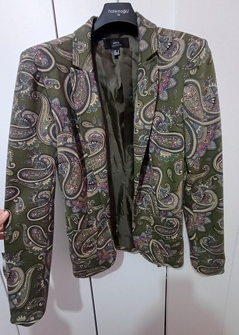 Çok Renkli Desenli Uzun Kadın Blazer - Görsel 2