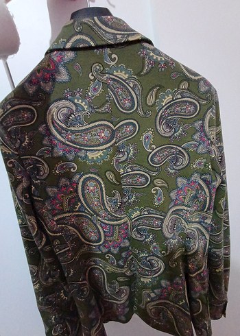 Çok Renkli Desenli Uzun Kadın Blazer - Görsel 7