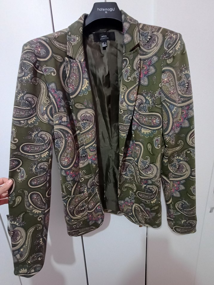 Çok Renkli Desenli Uzun Kadın Blazer - Görsel 2