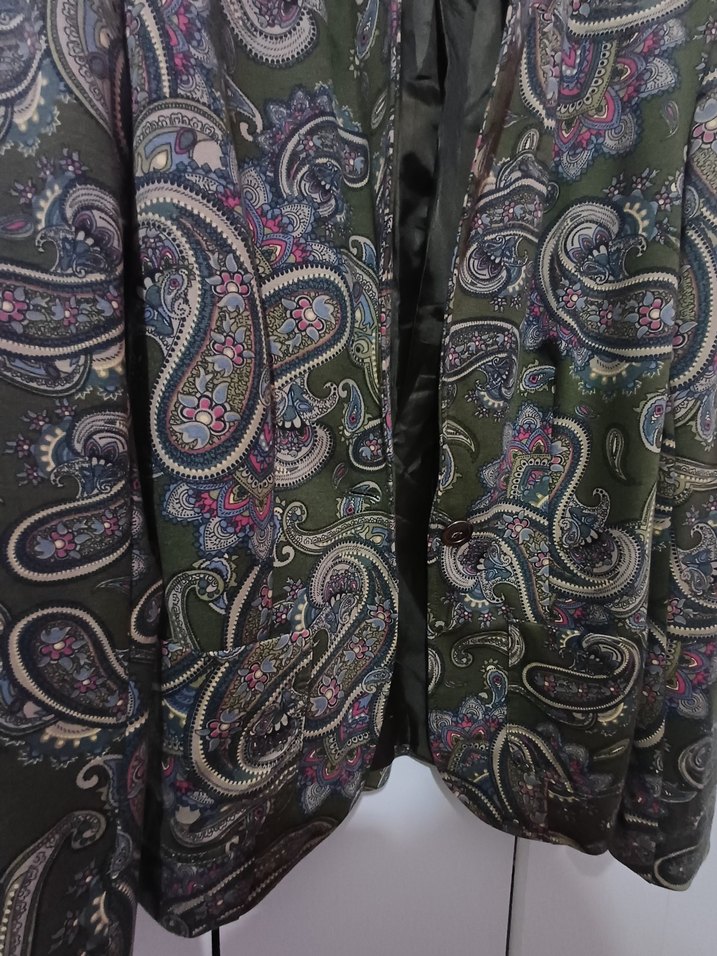 Çok Renkli Desenli Uzun Kadın Blazer - Görsel 4