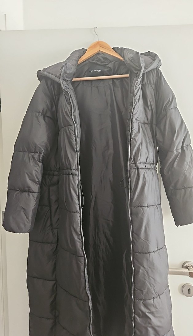 Siyah  Uzun Kadın Kışlık Mont - Görsel 4