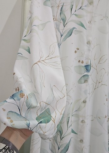 Beyaz Uzun Bohem Desenli Elbise merwish - Görsel 3