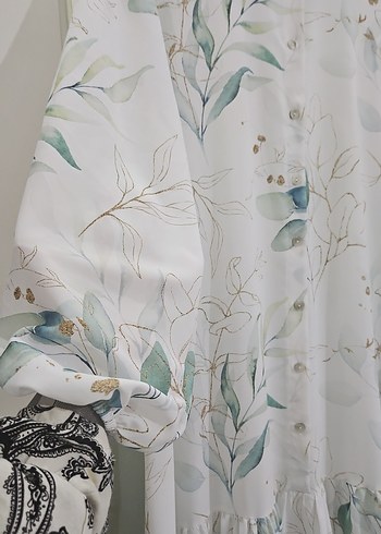 Beyaz Uzun Bohem Desenli Elbise merwish - Görsel 4