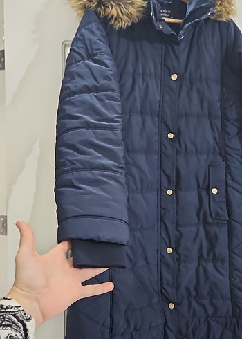 Düğmeli Uzun Lacivert Kadın Kışlık Mont Lcw - Görsel 5
