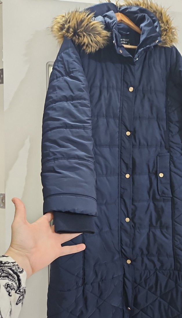 Düğmeli Uzun Lacivert Kadın Kışlık Mont Lcw - Görsel 5