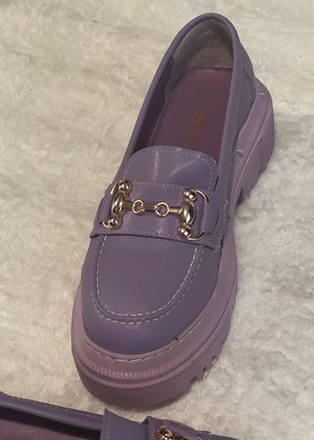 36 Beden Mor Platform Topuklu Kadın Loafer Ayakkabı