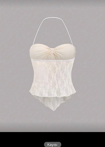 Beyaz Dantel Detaylı Straplez Büstiyer - Görsel 2