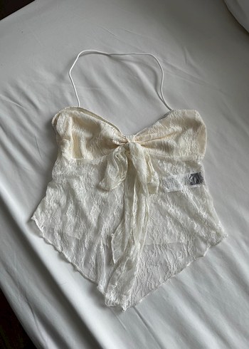 Beyaz Dantel Detaylı Straplez Büstiyer - Görsel 5