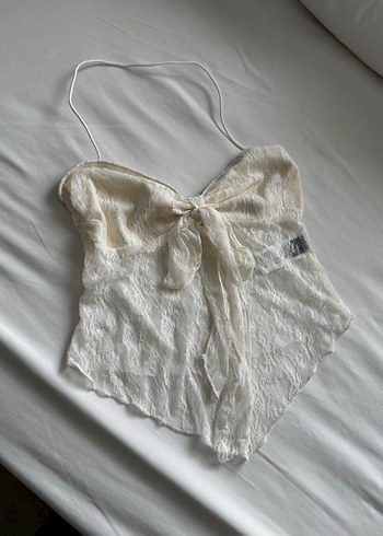 Beyaz Dantel Detaylı Straplez Büstiyer - Görsel 4