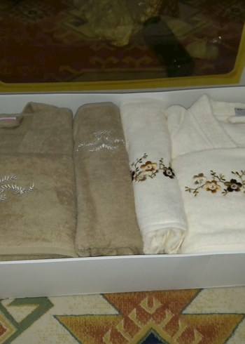 Nakışlı krem ve Bej Havlu Seti - Görsel 2