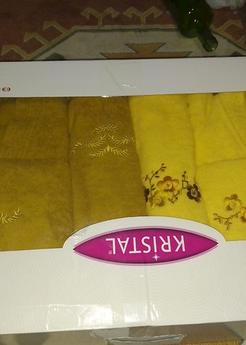 Nakışlı krem ve Bej Havlu Seti - Görsel 3