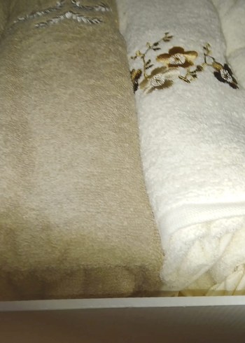 Nakışlı krem ve Bej Havlu Seti - Görsel 4