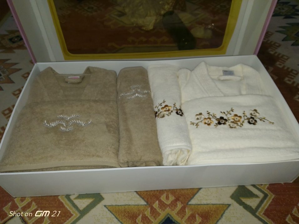 Nakışlı krem ve Bej Havlu Seti - Görsel 2