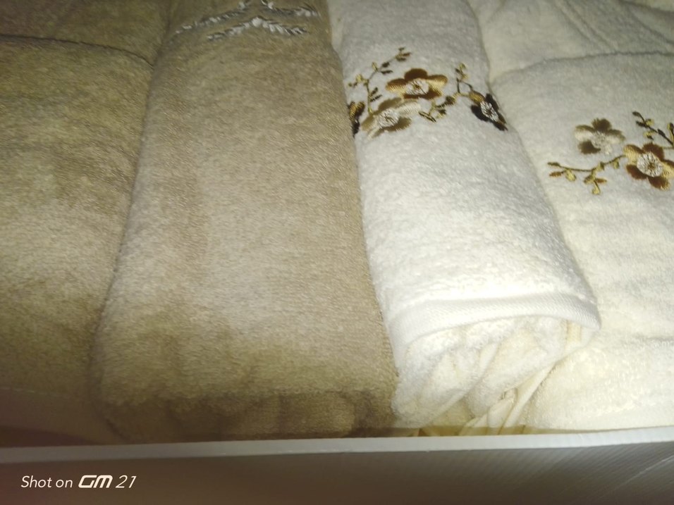 Nakışlı krem ve Bej Havlu Seti - Görsel 4