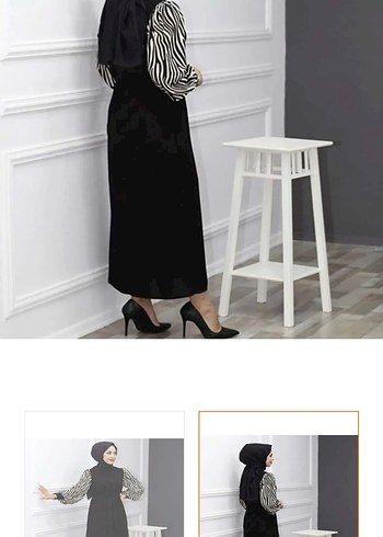 Zebra Desenli Siyah Uzun Elbise - Görsel 2