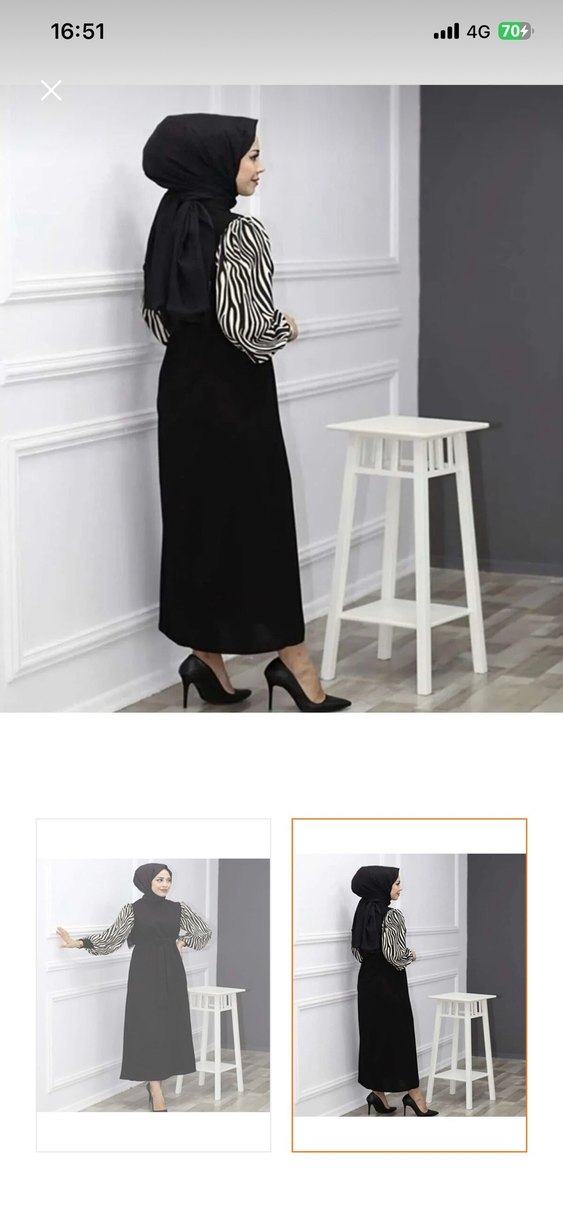 Zebra Desenli Siyah Uzun Elbise - Görsel 2